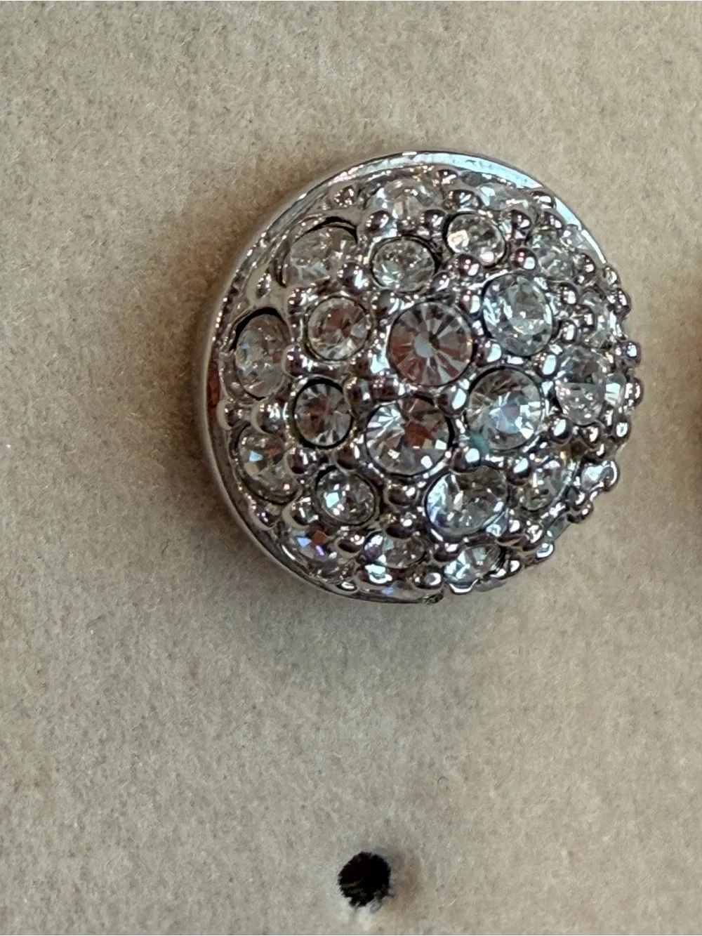 Swarovski Clear Crystal Pavé Dome Stud Earrings Silver Tone-1058